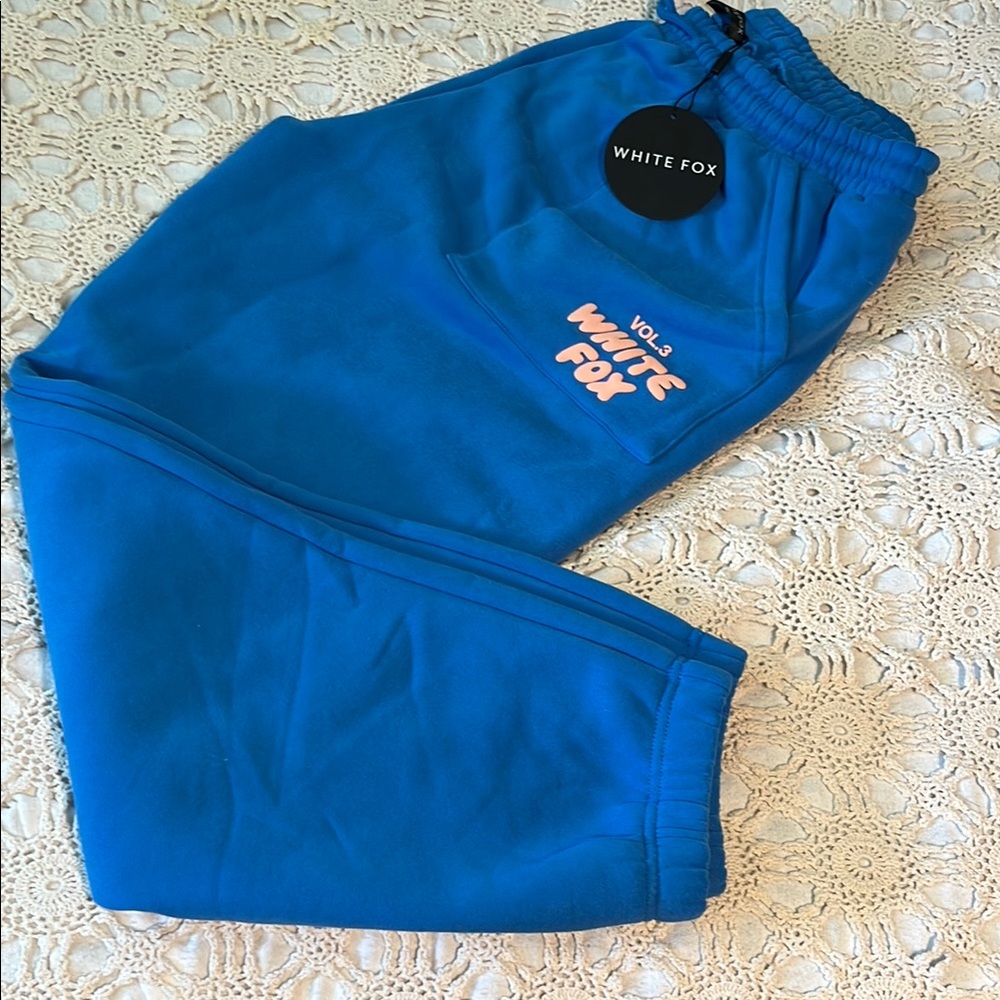 White Fox Boutique Blue Sweatpants with Elastic Cuffs